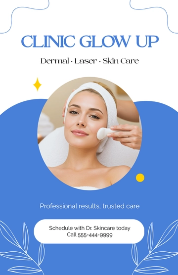 Free White and Blue Beauty Clinic Poster Template to Edit Online