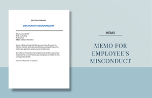 Memo for Employee's Misconduct Template