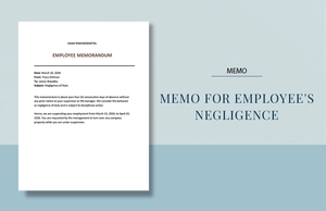 Memo for Employee's Negligence Template