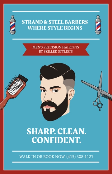 Free Men's Beauty Haircut Poster Template to Edit Online