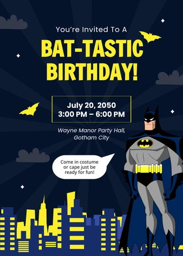 Free Modern Batman Birthday Template to Edit Online
