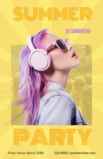 Free Yellow Art Concert Poster Template to Edit Online