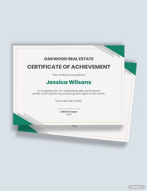 Achievement Real Estate Certificate Template