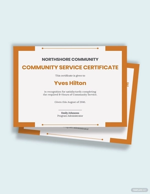 Community Service Certificate Template