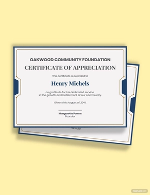 service certificate of appreciation Template