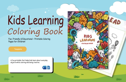 Kids Learning Coloring Book Template Kids Learning Coloring Book Template