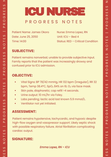 Free Red ICU Nurse Notes Template to Edit Online