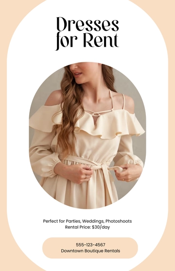Free Beige Dress for Rent Poster Template to Edit Online