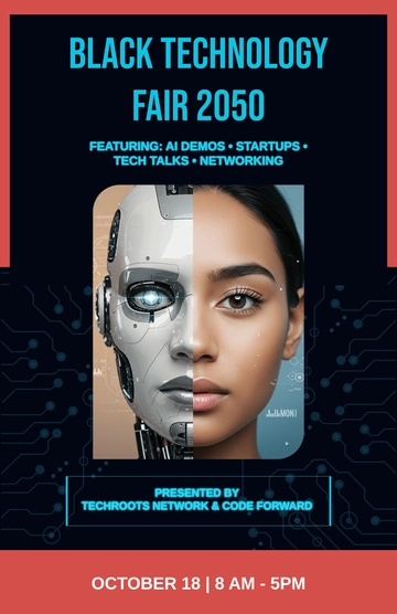 Free Black Technology Fair Poster Template to Edit Online