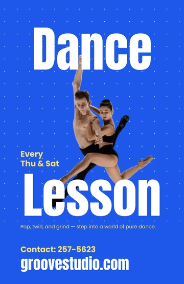 Free Blue Dance Lessons Poster Template to Edit Online
