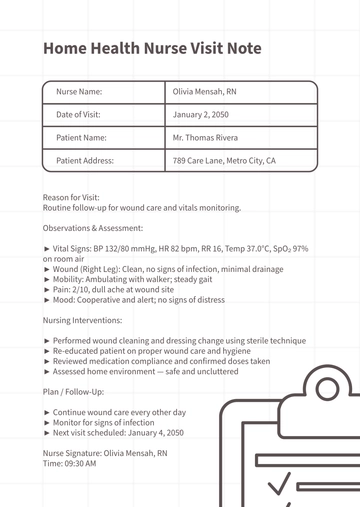 Free Home Health Nurse Template to Edit Online