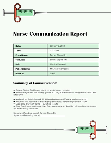 Free Nurse Communication Template to Edit Online