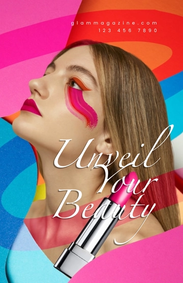 Free Colorful Makeup Illustration Poster Template to Edit Online