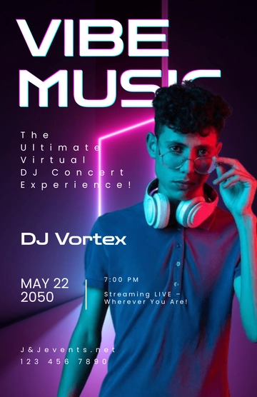 Free Creative Virtual Concert Poster Template to Edit Online
