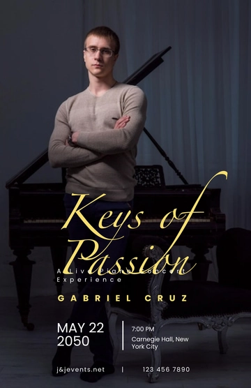 Free Piano Concert Poster Template to Edit Online