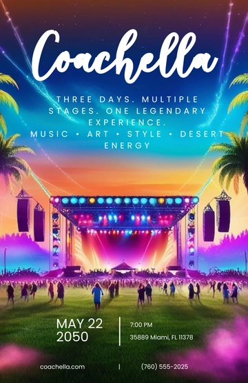 Free Coachella Concert Poster Template to Edit Online