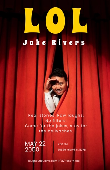 Free Comedy Show Concert Poster Template to Edit Online