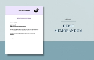 Blank Debit Memo Template