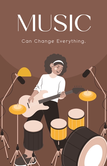 Free Music Illustration Poster Design Template to Edit Online