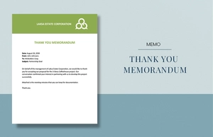 Thank You Email Memo Template