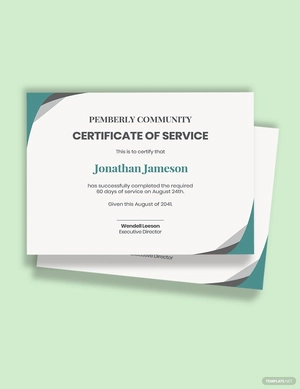 Service Certificate Template