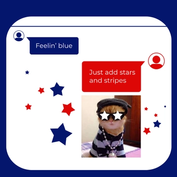Free Blue 4th of July Meme Poster Template to Edit Online