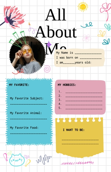 Free Creative All About Me Flower Poster Template to Edit Online
