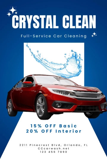 Free Car Wash Cleaning Poster Template to Edit Online