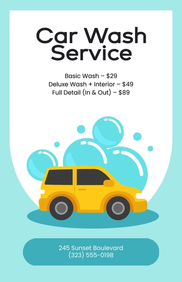Free Car Wash Service Poster Template to Edit Online