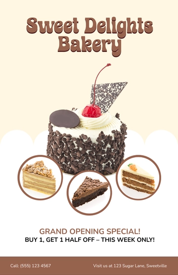 Free Bakery Cake Poster Template to Edit Online