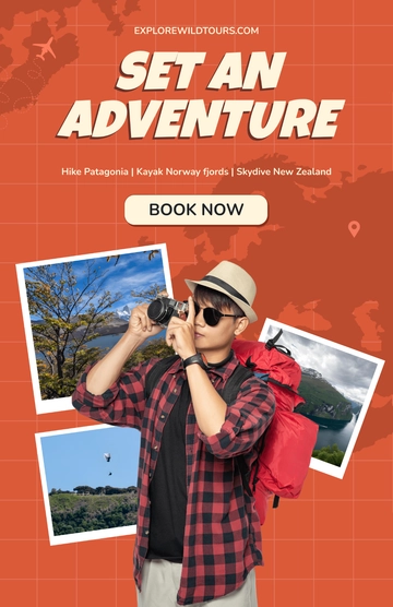 Free Creative Adventure Travel Poster Template to Edit Online