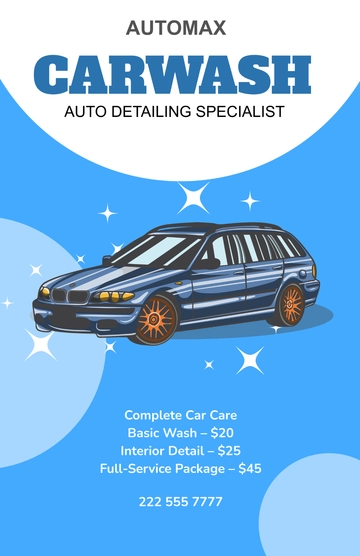 Free Car Wash Poster Template to Edit Online