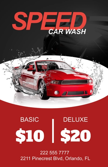 Free Sportscar Car Wash Poster Template to Edit Online