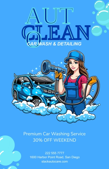 Free Colorful Car Wash Poster Template to Edit Online