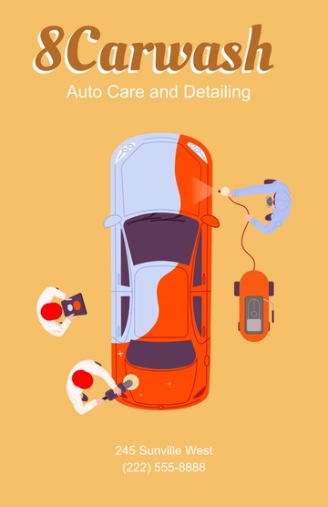 Free Simple Car Wash Poster Template to Edit Online