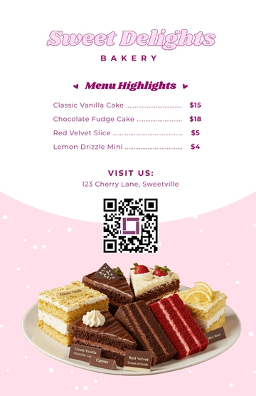 Free Simple Cake Menu Poster Template to Edit Online