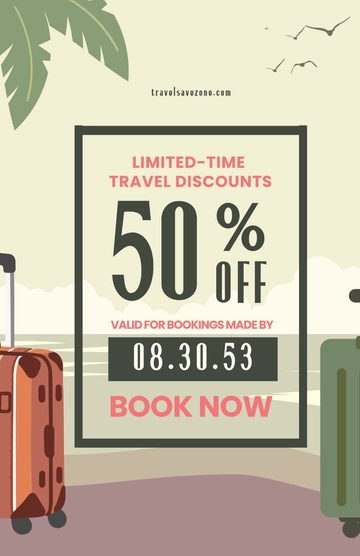 Free Printable Travel Discount Poster Template to Edit Online