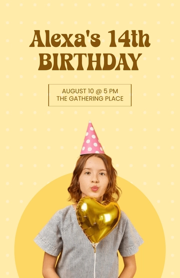 Free Yellow Birthday Celebration Poster Template to Edit Online