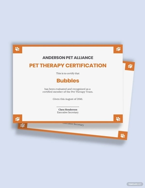 Pet therapy certification Template