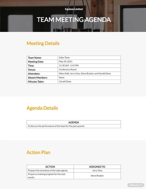 Editable Team Meeting Agenda Template