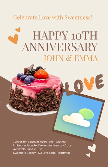 Free Anniversary Cake Poster Template to Edit Online