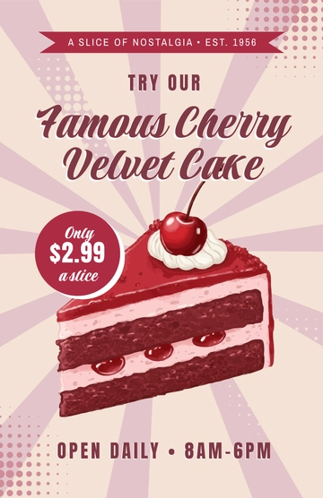 Free Retro Cake Poster Template to Edit Online