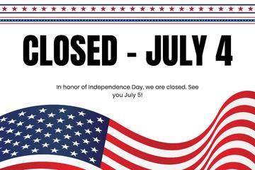 Printable 4th of July Closed Sign Template to Download