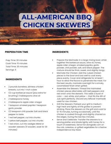 Free 4th of July Recipes Template to Edit Online