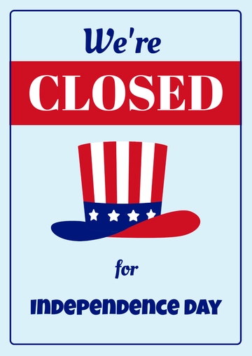 Free 4th of July Closed Sign Template to Edit Online