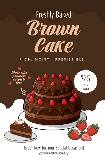 Free Brown Cake Order Poster Template to Edit Online