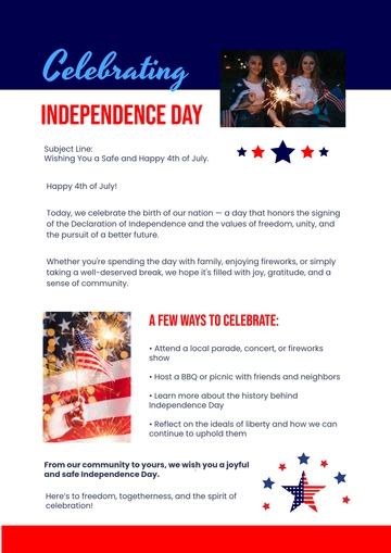 Free 4th of July Email Template to Edit Online