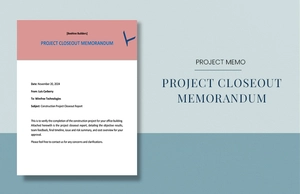 Project Closeout Memo Template