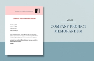 Project Memo Sample Template