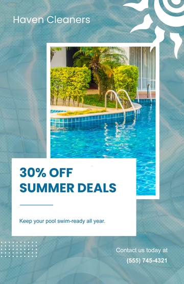 Free Blue Pool Cleaning Services Poster Template to Edit Online